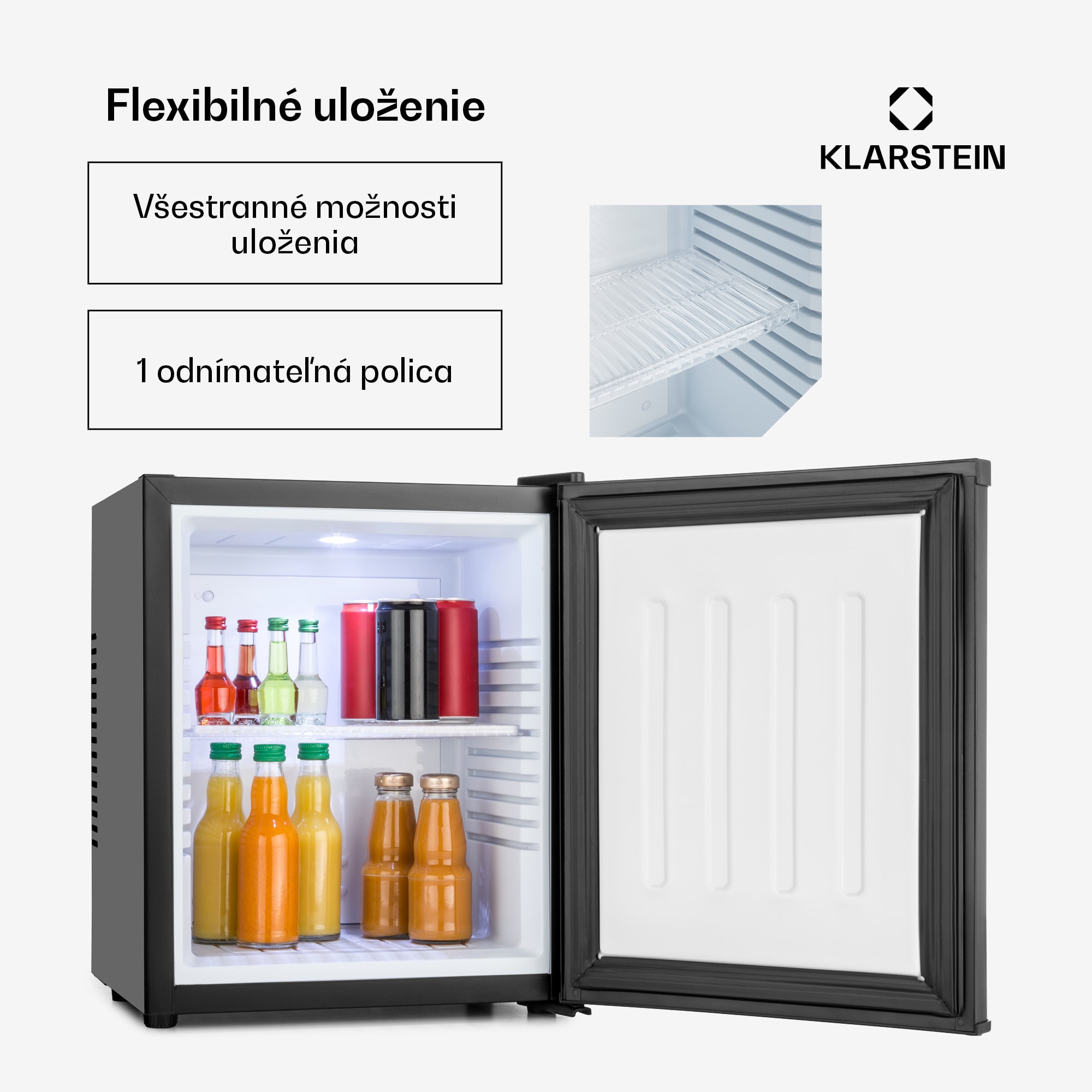 Klarstein Happy Hour, minibar, 5-15°C, energet. trieda G, tichý, 23dB, LED svetlo – Obrázok 5