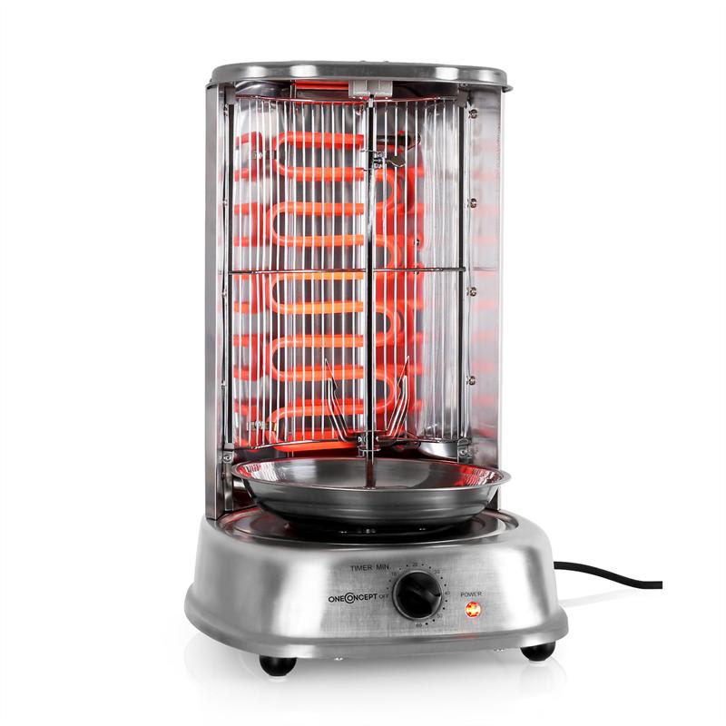 OneConcept Kebap Master, vertikálny gril, 1800 W, strieborný – Obrázok 2