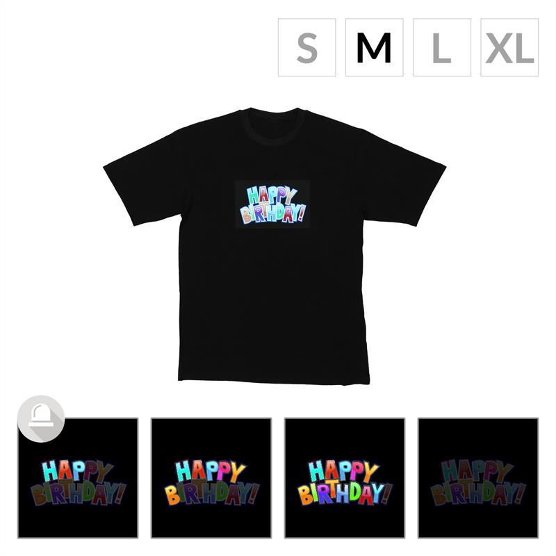 Resident DJ LED tričko, Happy Birthday, veľkosť M – Obrázok 2