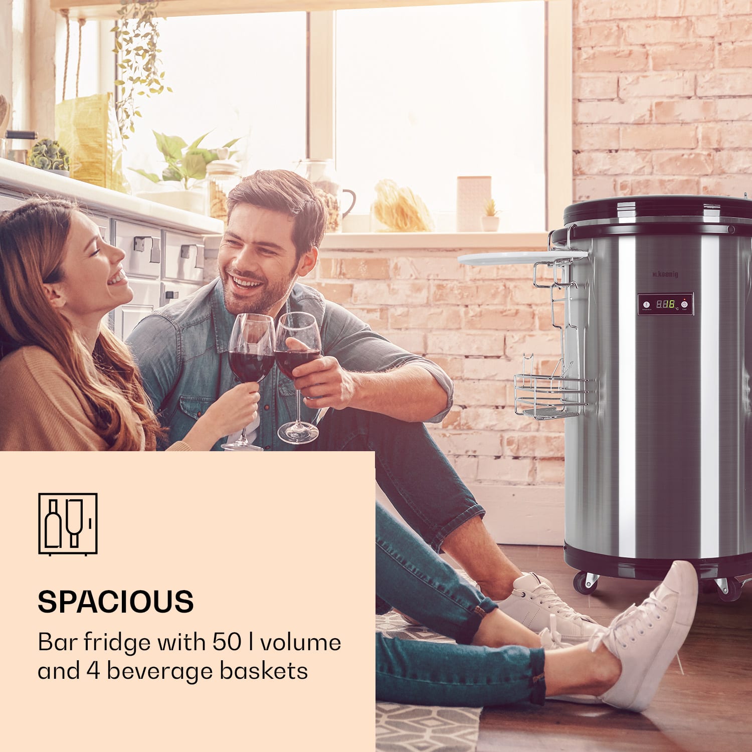 Klarstein Mr. Barbot, barová chladnička, 50 l, energet. trieda F, nehrdzavejúca oceľ – Obrázok 2