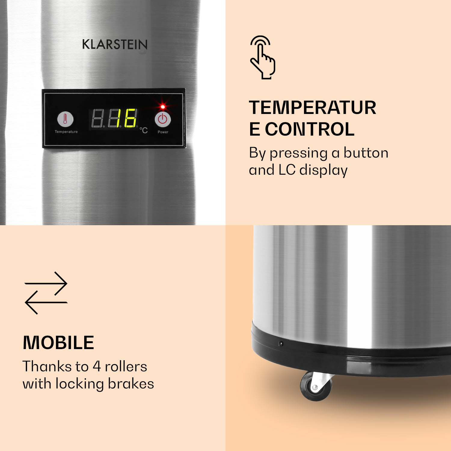 Klarstein Mr. Barbot, barová chladnička, 50 l, energet. trieda F, nehrdzavejúca oceľ – Obrázok 4