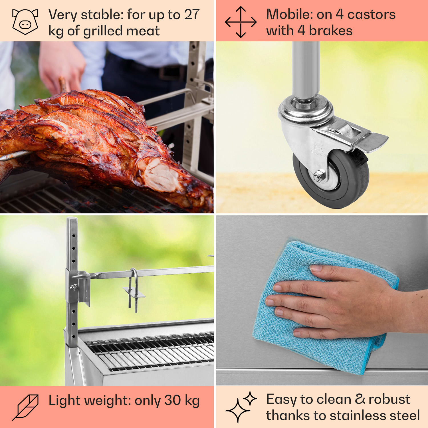 OneConcept Sauenland, gril na prasiatko s elektromotorom, otočný špíz – Obrázok 5