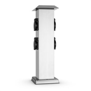 DURAMAXX Plug 4 Play záhradná zásuvka stĺpik 4 zásuvky nehrdzavejúca oceľ