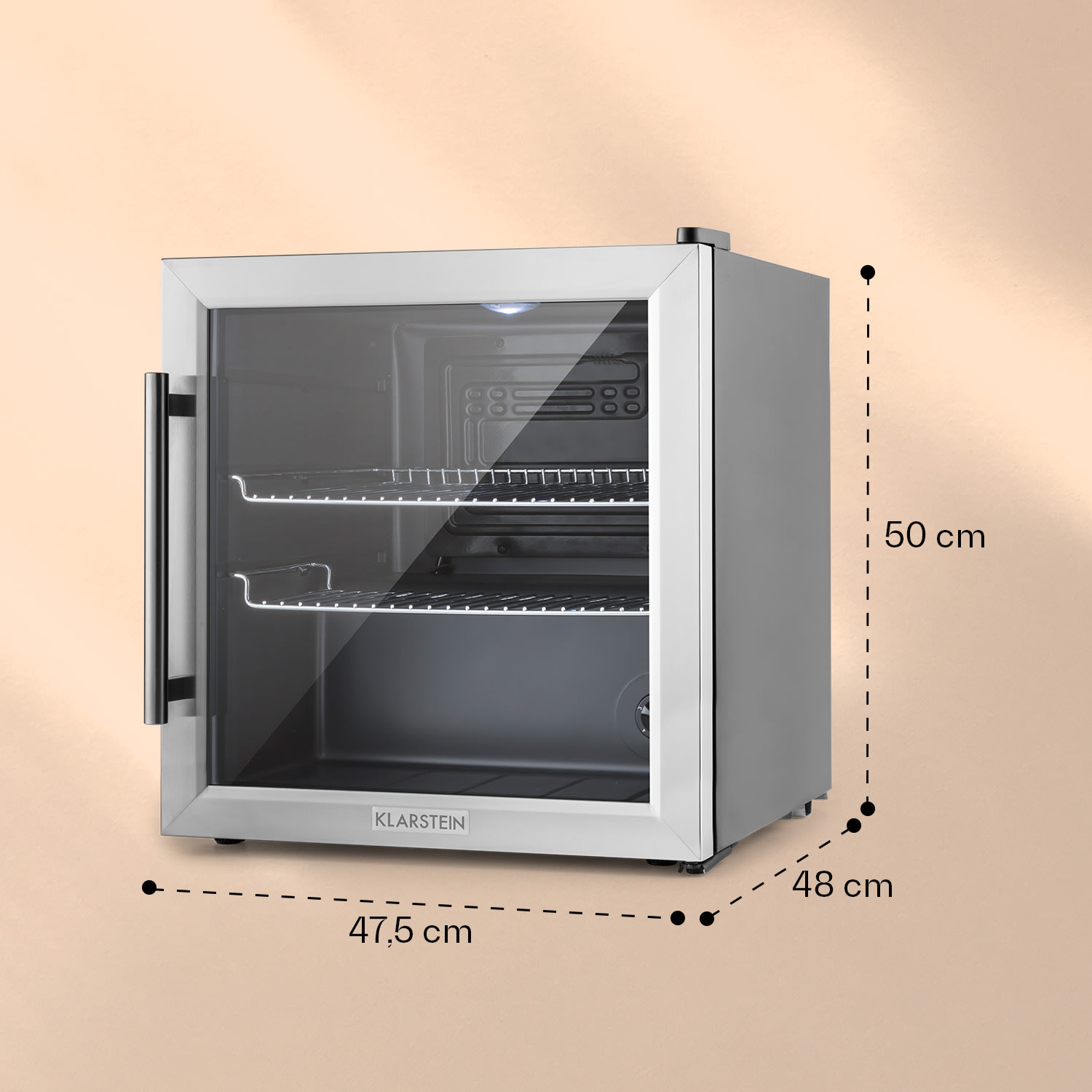Klarstein Beersafe L, chladnička, 47 l, energet. trieda E, sklenené dvere, nehrdzavejúca oceľ – Obrázok 5