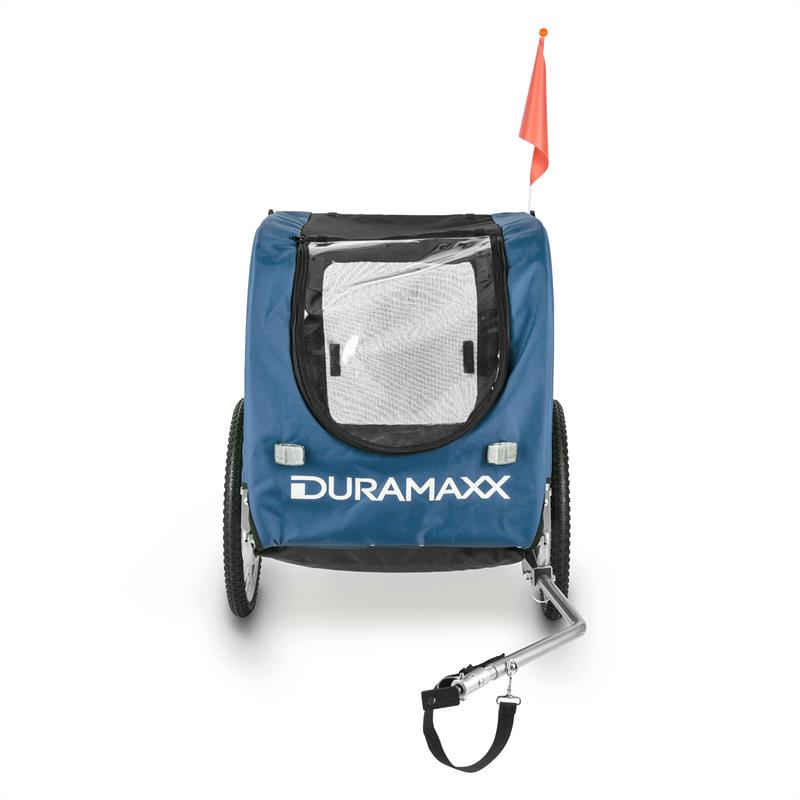 DURAMAXX King Rex, príves na bicykel pre psov, 250 l, 40 kg, oceľové rúry, modrý – Obrázok 2