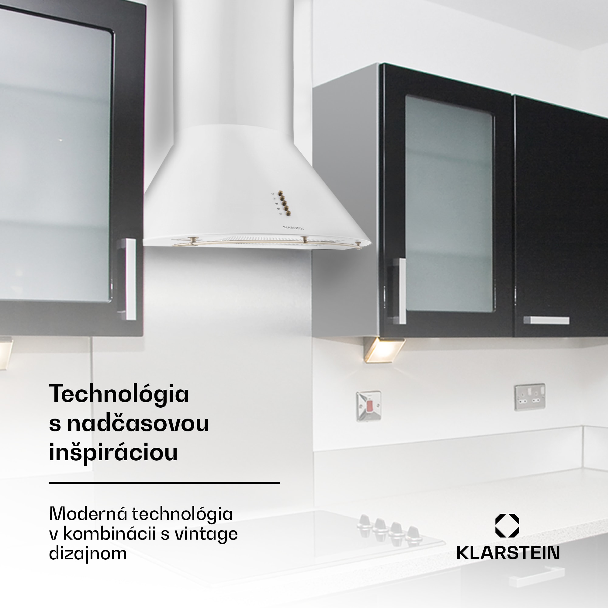 Klarstein Lumio Primo, digestor, 60 cm, komínový, 490 m³/h, retro dizajn, nehrdzavejúca oceľ, biely – Obrázok 2