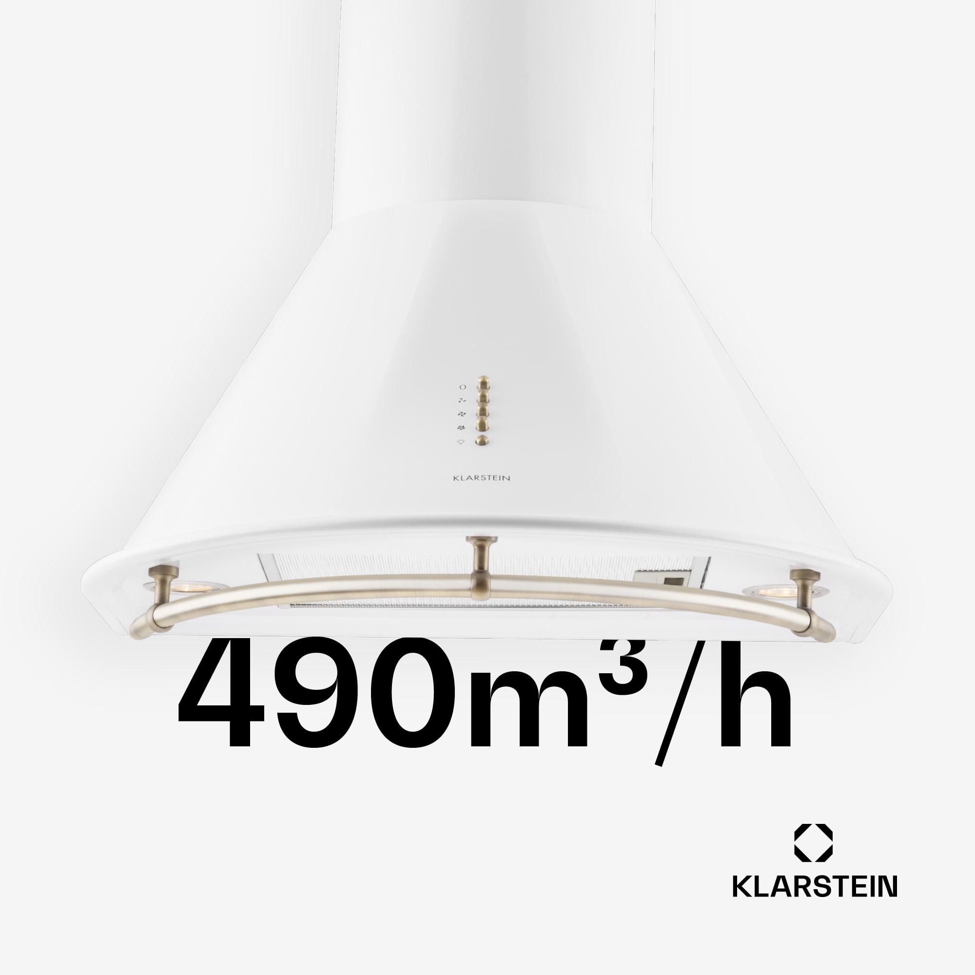 Klarstein Lumio Primo, digestor, 60 cm, komínový, 490 m³/h, retro dizajn, nehrdzavejúca oceľ, biely – Obrázok 4