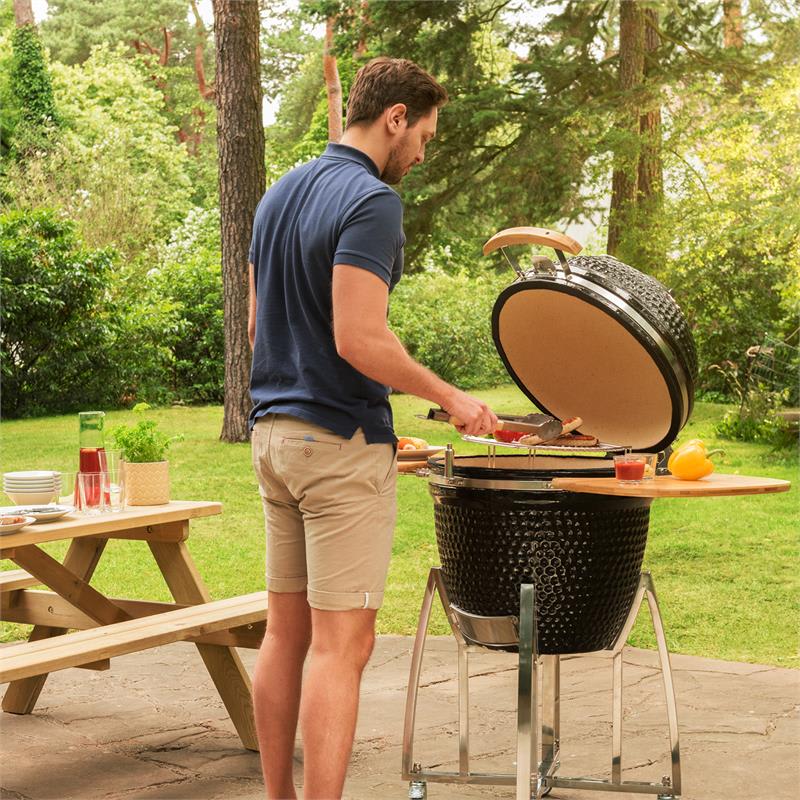 Klarstein Kingsize, kamado gril, keramický, 21", údenie, pomalé pečenie, nehrdzavejúca oceľ – Obrázok 2