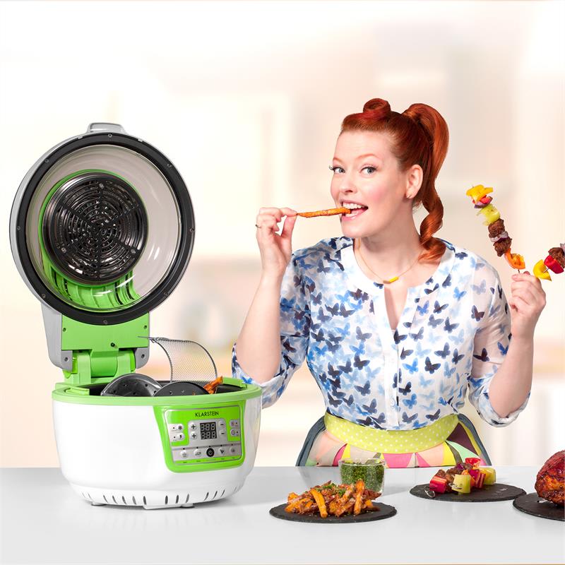 Klarstein VitAir Turbo, teplovzdušná fritéza, 1400 W, 9 l, zeleno-biela – Obrázok 3