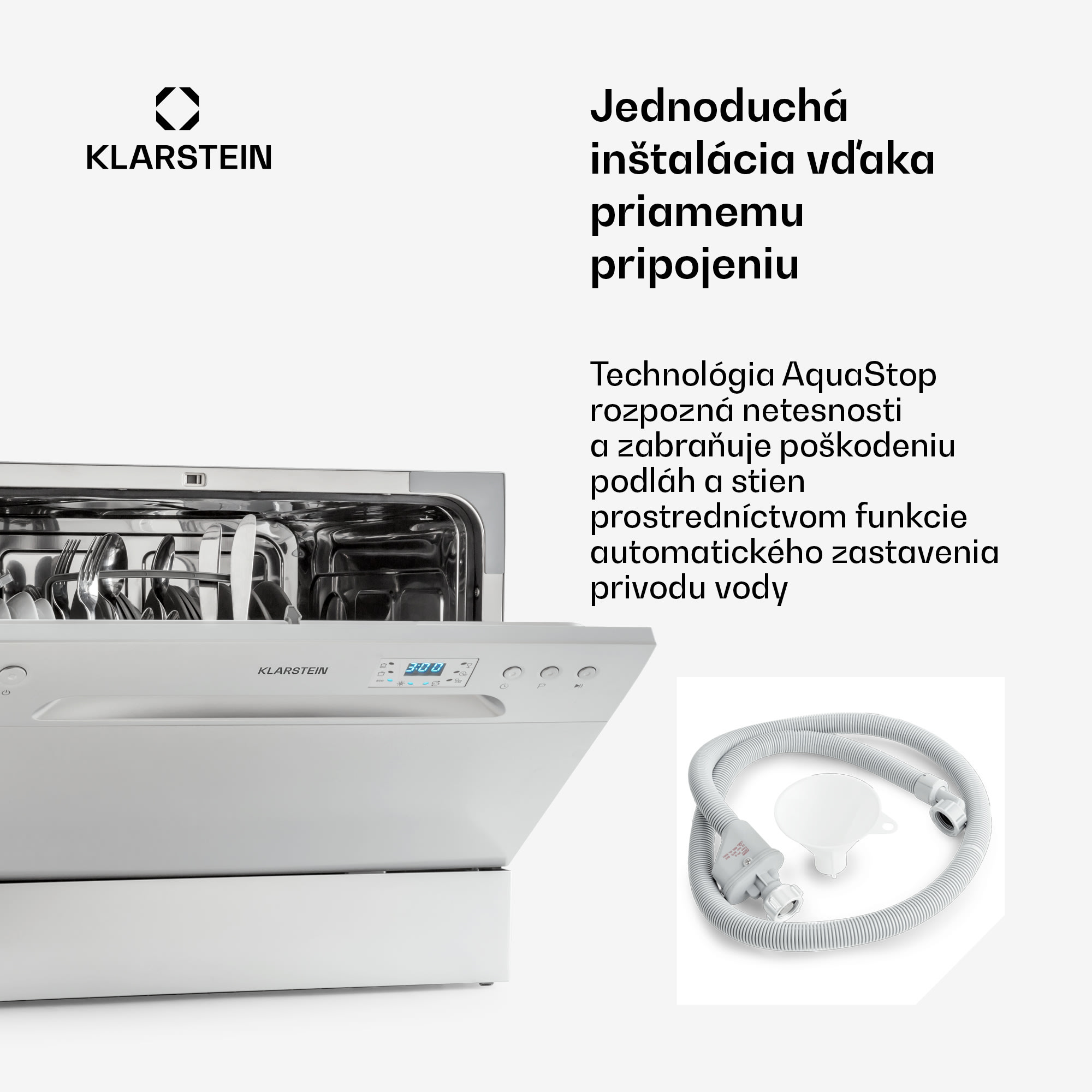 Klarstein Amazonia 6, umývačka riadu, 1300 W, na 6 súprav riadu, energet. trieda F, 49 dB, tlačidlové ovládanie – Obrázok 4