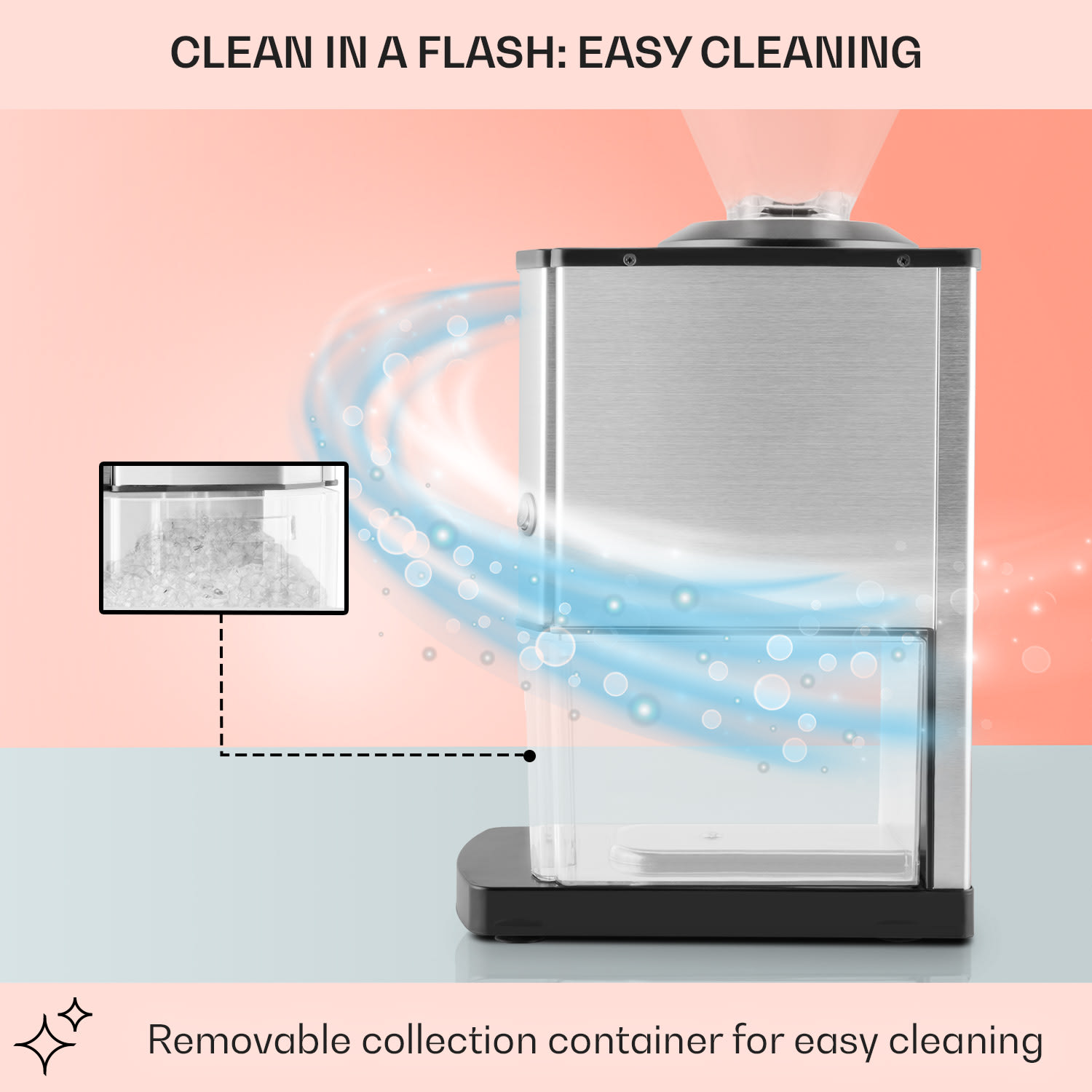 OneConcept Icebreaker, drvič ľadu, 15 kg/h, objem 3,5 l, zásobník na ľad, nehrdzavejúca oceľ – Obrázok 5