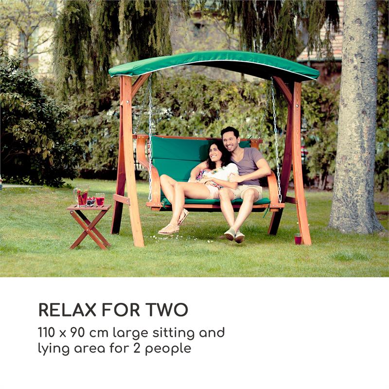 Blumfeldt Tahiti, záhradná hojdačka, 110 cm, 2 miesta, strecha, polyester, červený smrek – Obrázok 3