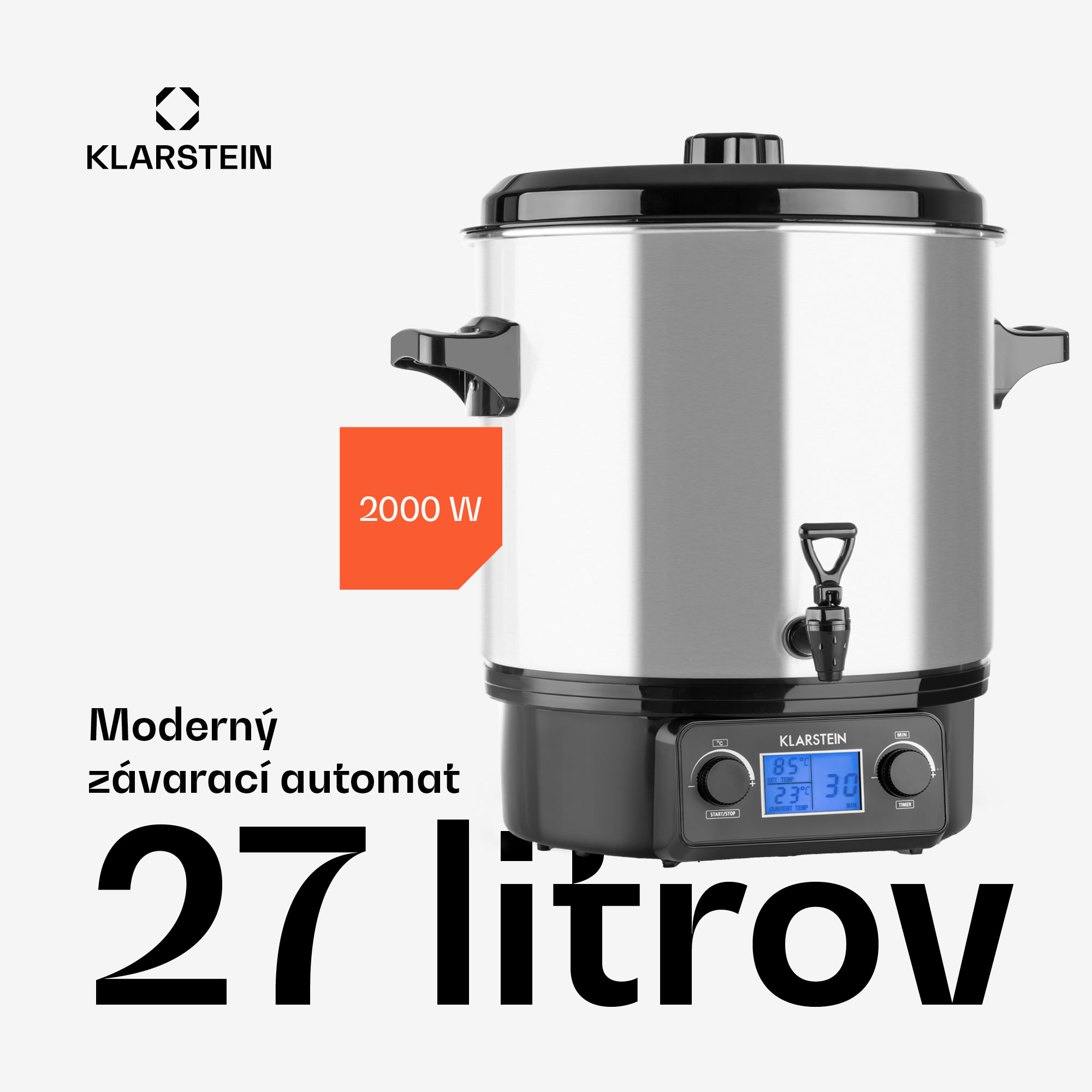 Klarstein Biggie Digital zavárací automat 27l 2000W nehrdzavejúca oceľ – Obrázok 3