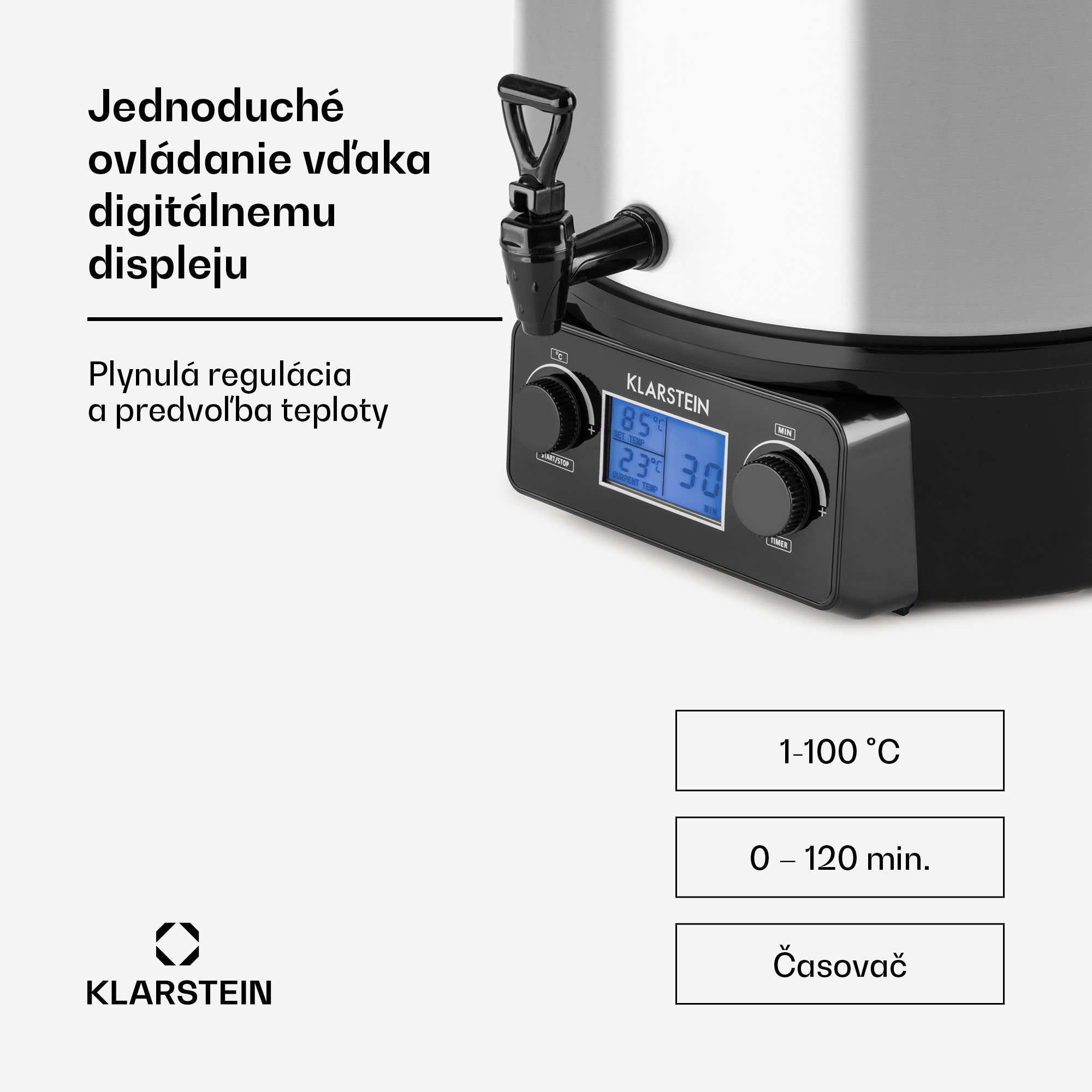 Klarstein Biggie Digital zavárací automat 27l 2000W nehrdzavejúca oceľ – Obrázok 4