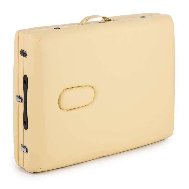 KLARFIT MT 500, masážny stôl, 210 cm, 200 kg, sklápací, jemný povrch, taška, béžový – Obrázok 3