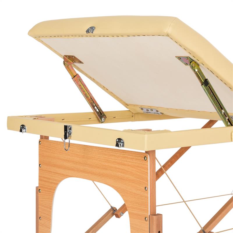 KLARFIT MT 500, masážny stôl, 210 cm, 200 kg, sklápací, jemný povrch, taška, béžový – Obrázok 4