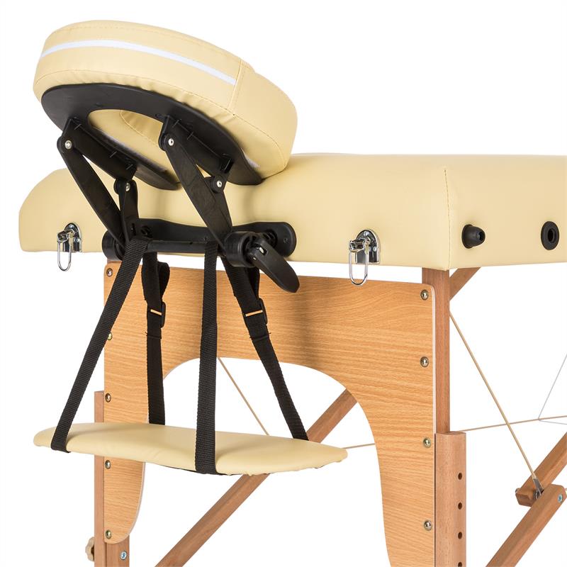 KLARFIT MT 500, masážny stôl, 210 cm, 200 kg, sklápací, jemný povrch, taška, béžový – Obrázok 5
