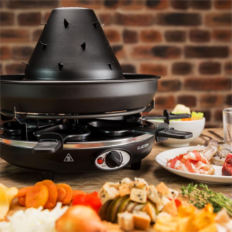 Klarstein Taste Volcano, raclette gril, 1500 W, tatársky gril, 8 osôb – Obrázok 3