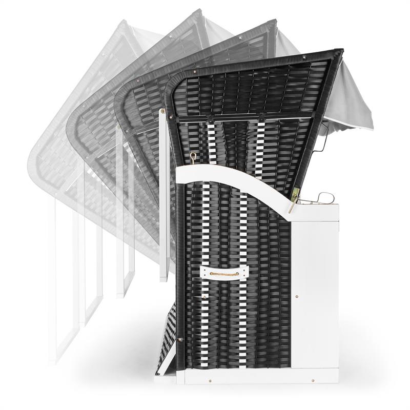 Blumfeldt Hiddensee, plážové sedenie, plážový kôš XL, dvojsedadlo, ležadlo, borovica, sivé – Obrázok 3