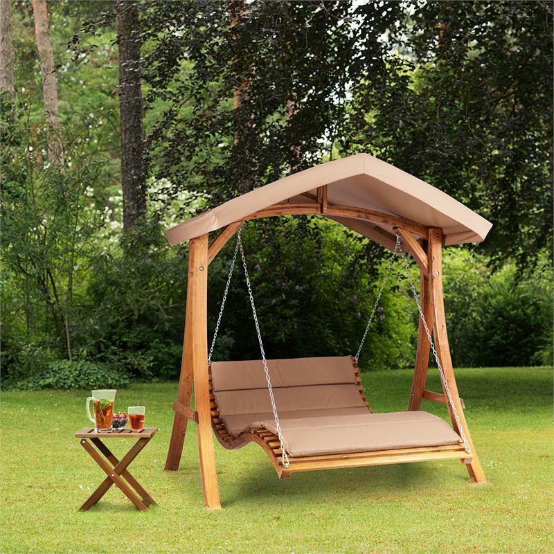 Blumfeldt Bermuda, záhradná hojdačka, 130 cm, 2 sedadlá, slnečná plachta – Obrázok 2