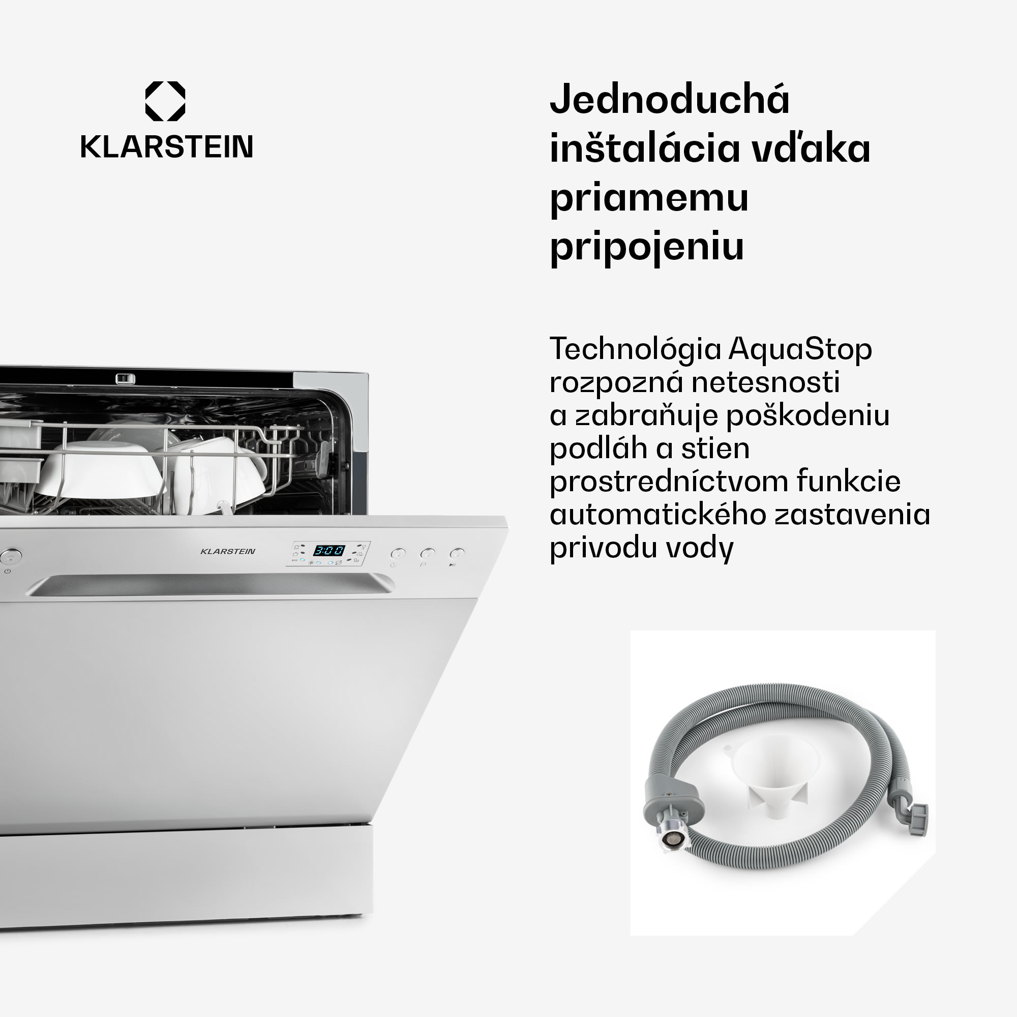 Klarstein Amazonia 8, umývačka riadu, 1620 W, na 8 súprav riadu, energet. trieda F, 49 dB, aquastop – Obrázok 4