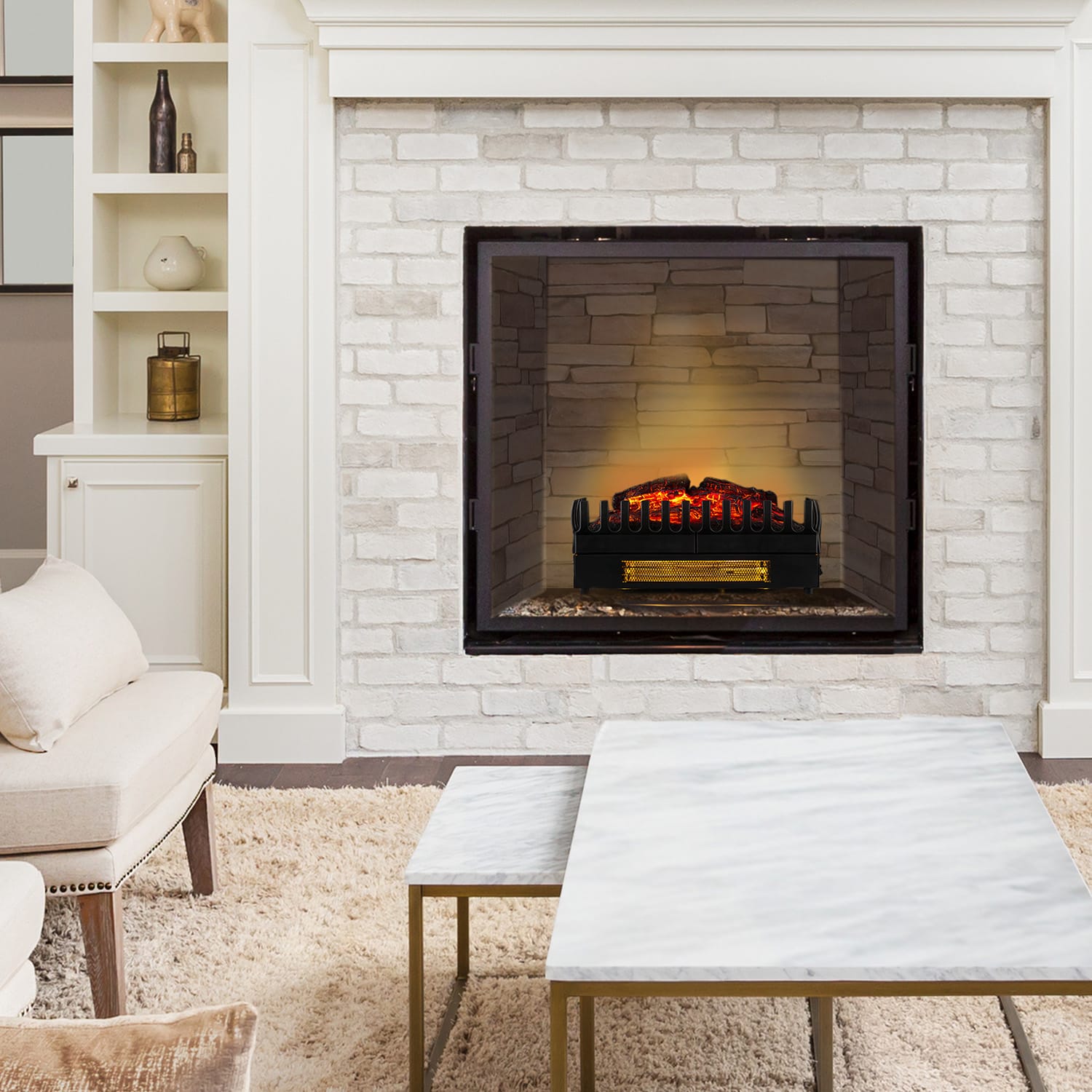 Klarstein Kamini FX, elektrický krb, krbová vložka, 1000/2000 W, 2 W LED, čierny – Obrázok 2