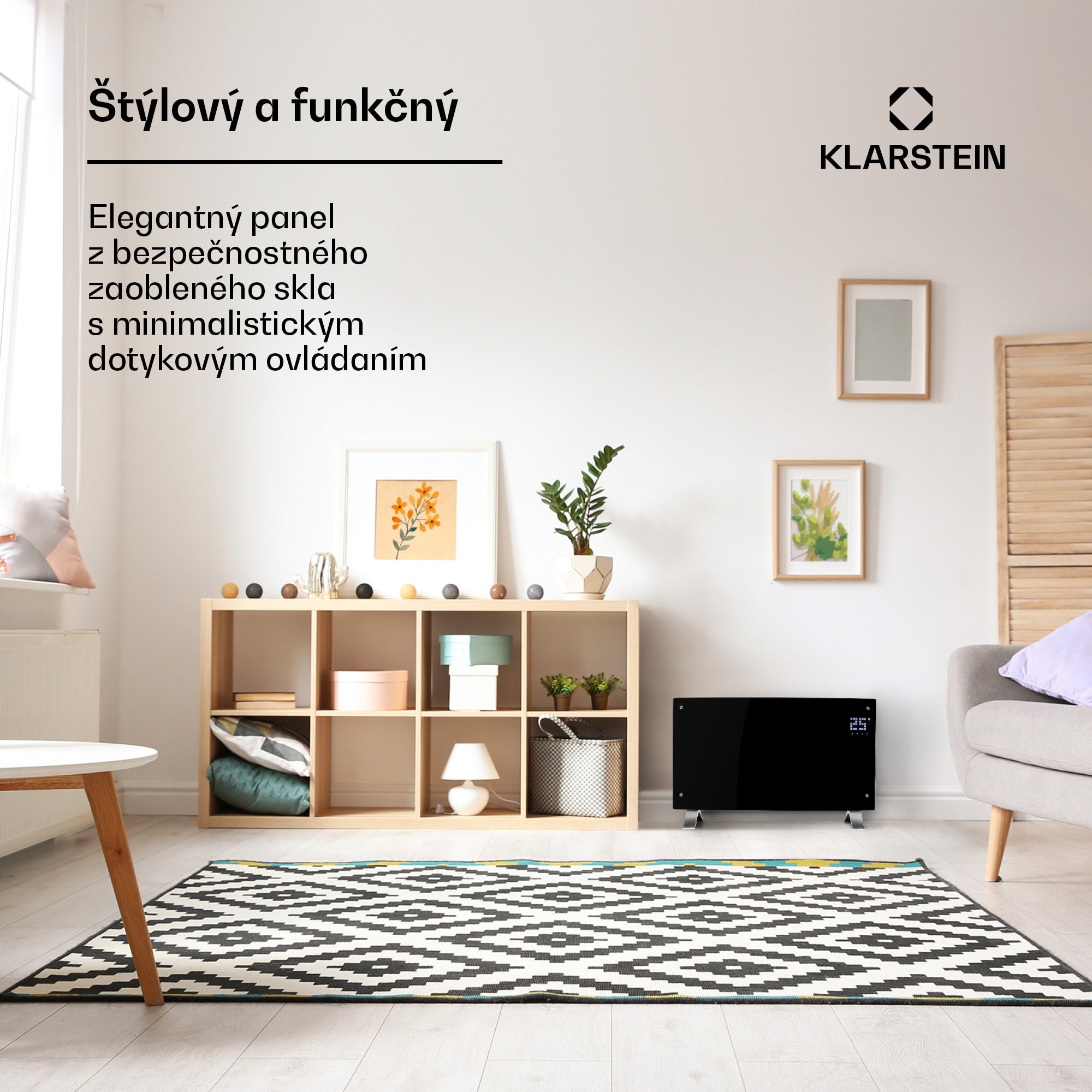 Klarstein Bornholm Curved, konvektor, 2000 W, termostat, časovač, čierny – Obrázok 3