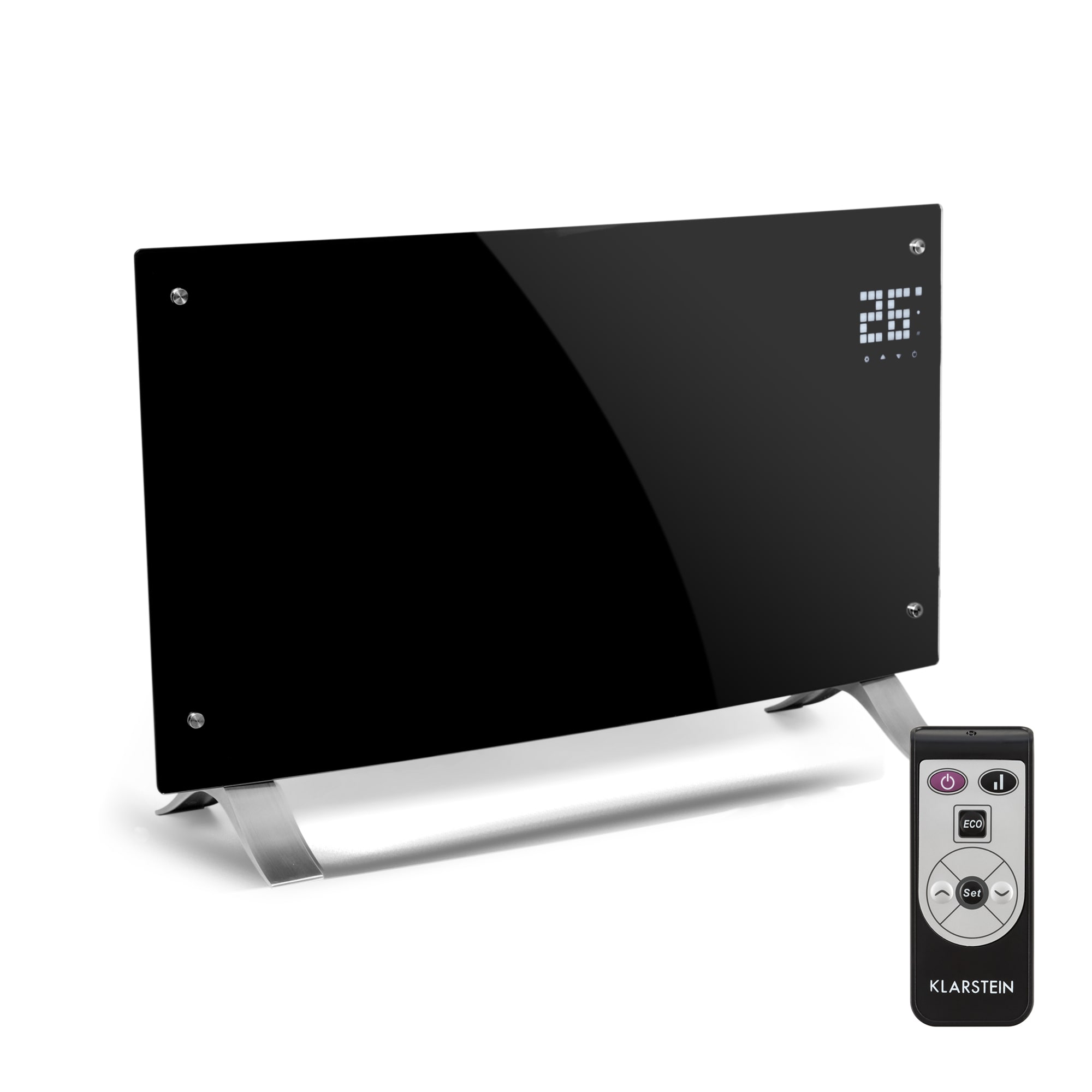 Klarstein Bornholm Curved, konvektor, 2000 W, termostat, časovač, čierny