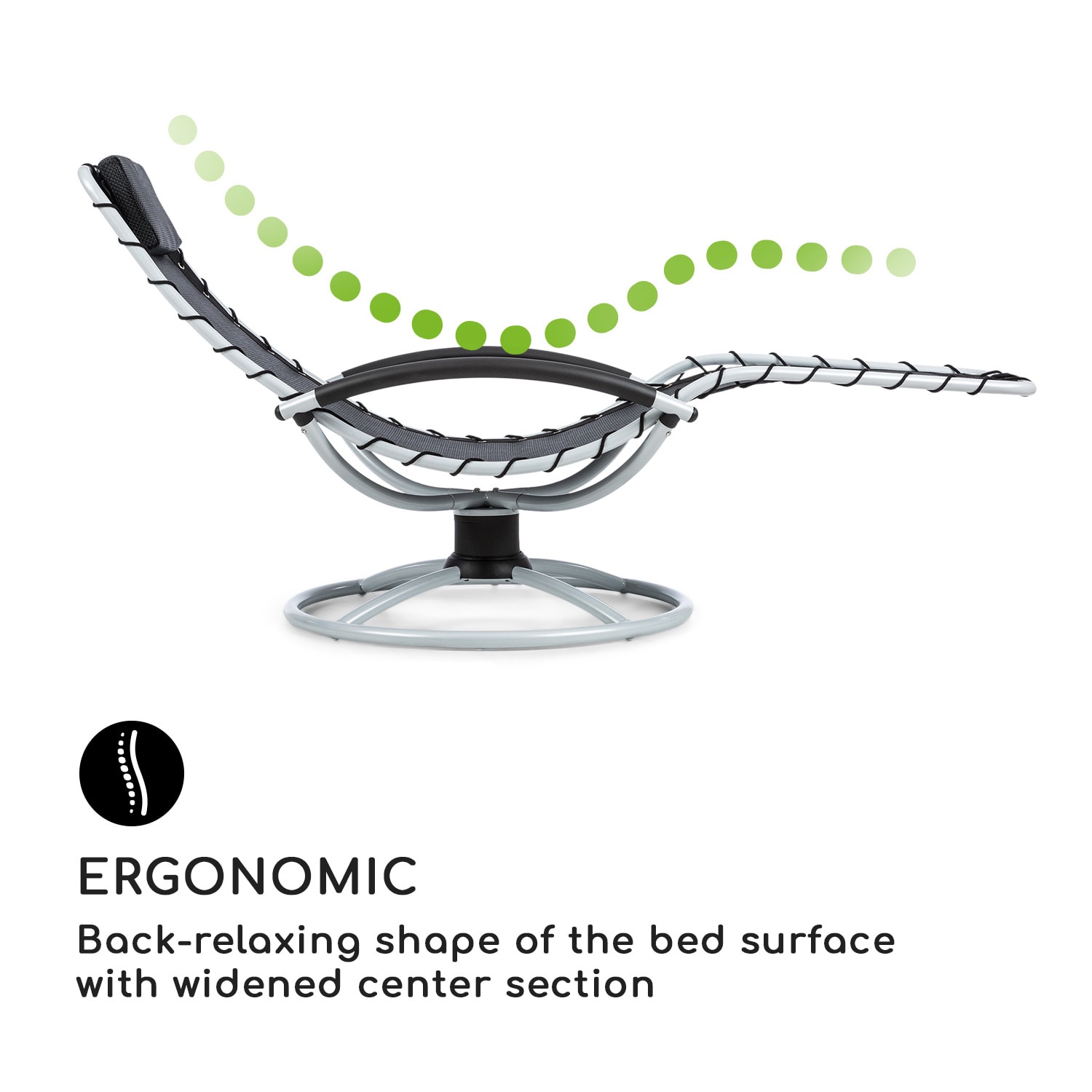 Blumfeldt The Chiller, hojdacie lehátko, 77 x 85 x 173 cm, 360 Comfort, ComfortMesh, čierne – Obrázok 4