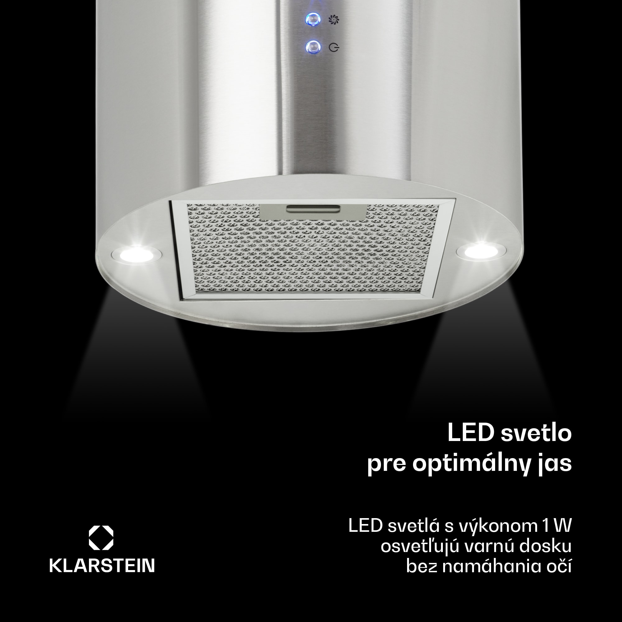 Klarstein Odsávač pár Barett v ostrovnom vyhotovení, Ø35 cm, recirkulačný režim, 522 m³/h, LED osvetlenie, filter s aktívnym uhlím – Obrázok 4