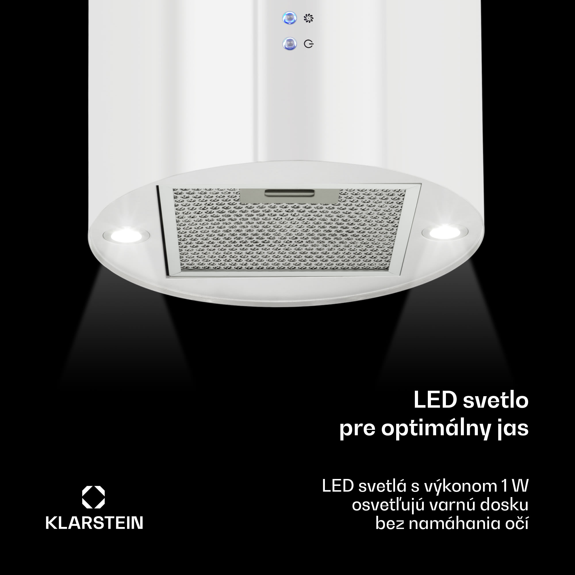Klarstein Odsávač pár Barett v ostrovnom vyhotovení, Ø35 cm, recirkulačný režim, 522 m³/h, LED osvetlenie, filter s aktívnym uhlím – Obrázok 4