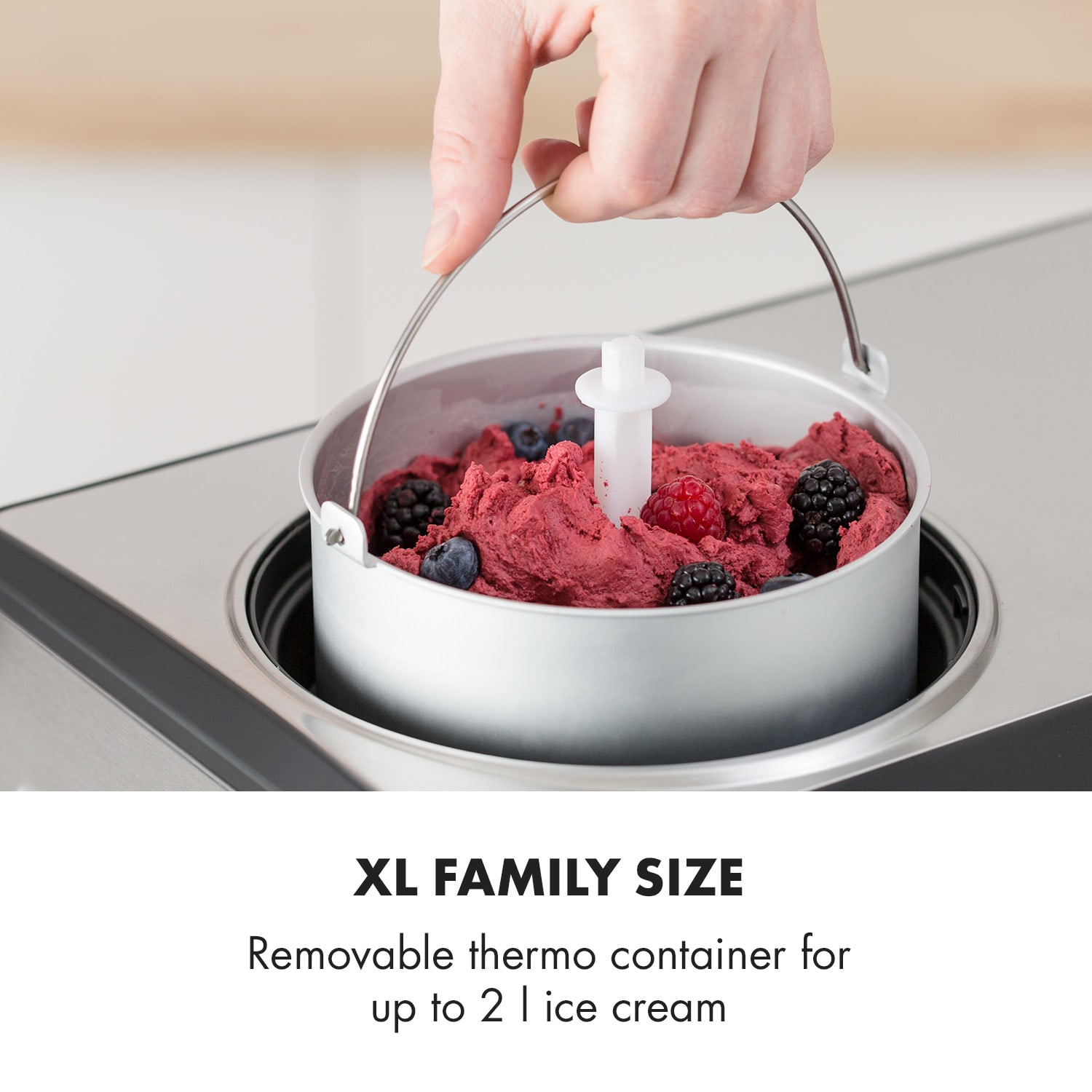 Klarstein Dolce Bacio, zmrzlinovač, kompresor, 2 l, LCD displej, dotykový panel, nehrdzavejúca oceľ – Obrázok 4