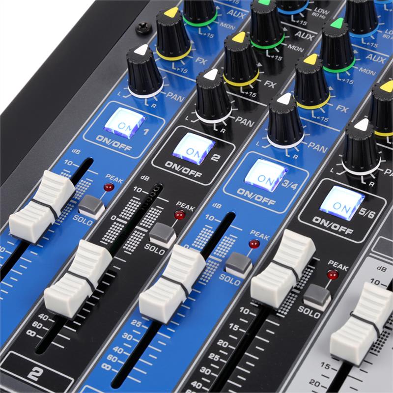 Power Dynamics PDM-S804, mixážny pult, 8-kanálový, DSP/MP3, USB port, bluetooth prijímač – Obrázok 4