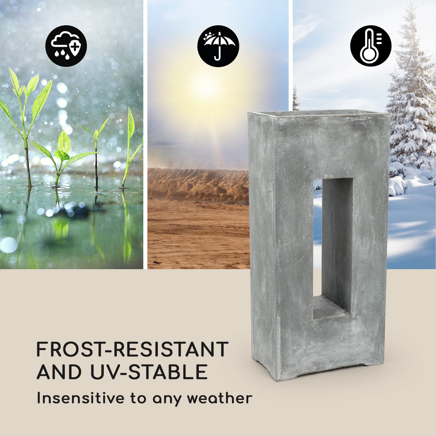 Blumfeldt Airflor, kvetináč, 45 x 100 x 27 cm, sklolaminát, do interiéru aj exteriéru, svetlosivý – Obrázok 5