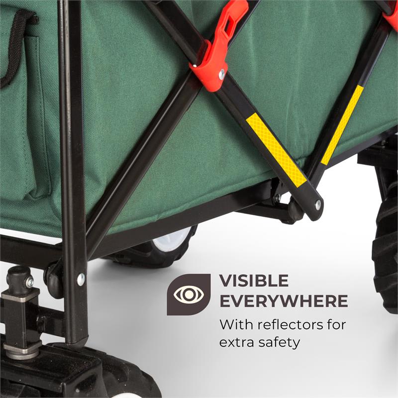 Waldbeck Easy Rider, ťahací vozík, do 70 kg, teleskopická tyč, sklopný, zelený – Obrázok 5