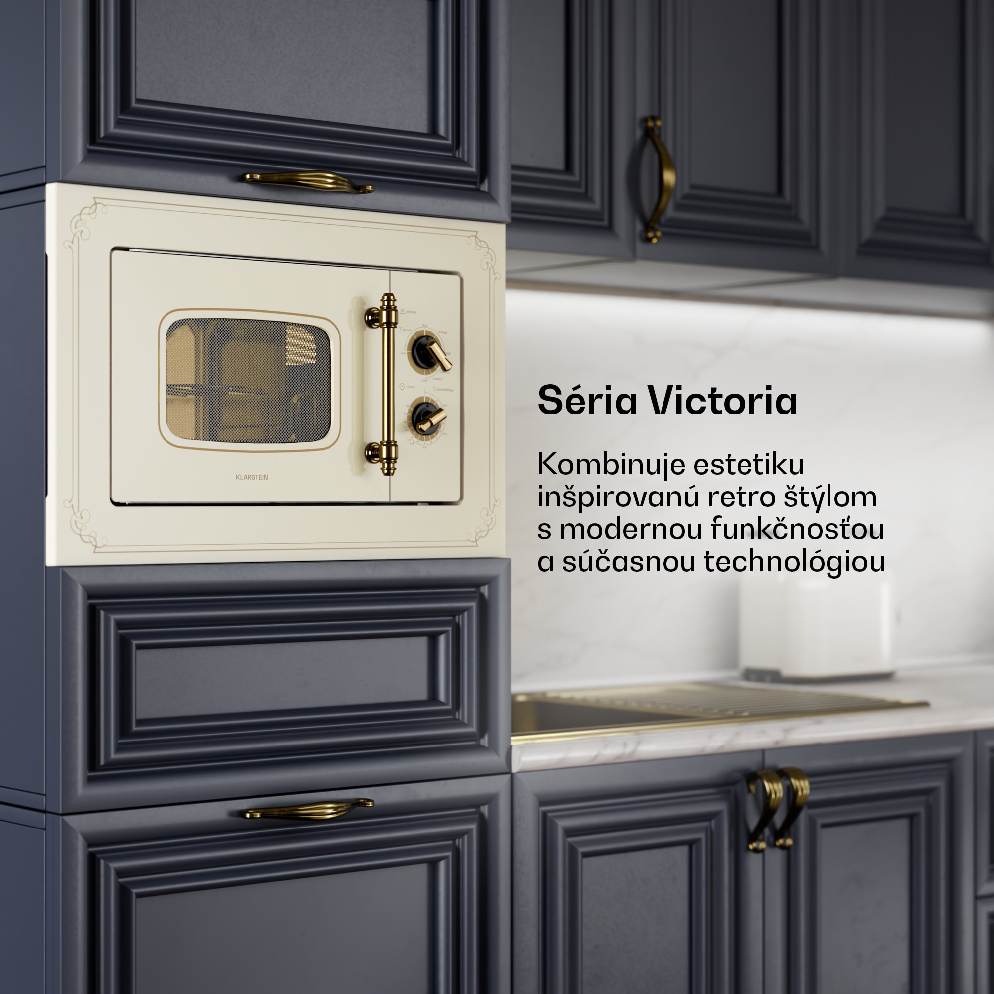 Klarstein Victoria 20, vstavaná mikrovlnná rúra, 20 l, 800 W, gril: 1000 W, slonová kosť – Obrázok 2