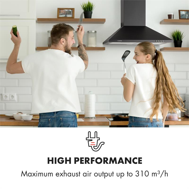 Klarstein Zugspitze 60, digestor, 60 cm, nástenný, 310 m³/h, LED, čierny – Obrázok 2