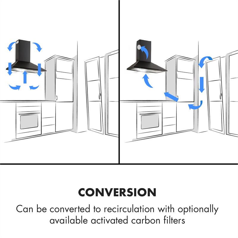 Klarstein Zugspitze 60, digestor, 60 cm, nástenný, 310 m³/h, LED, čierny – Obrázok 3