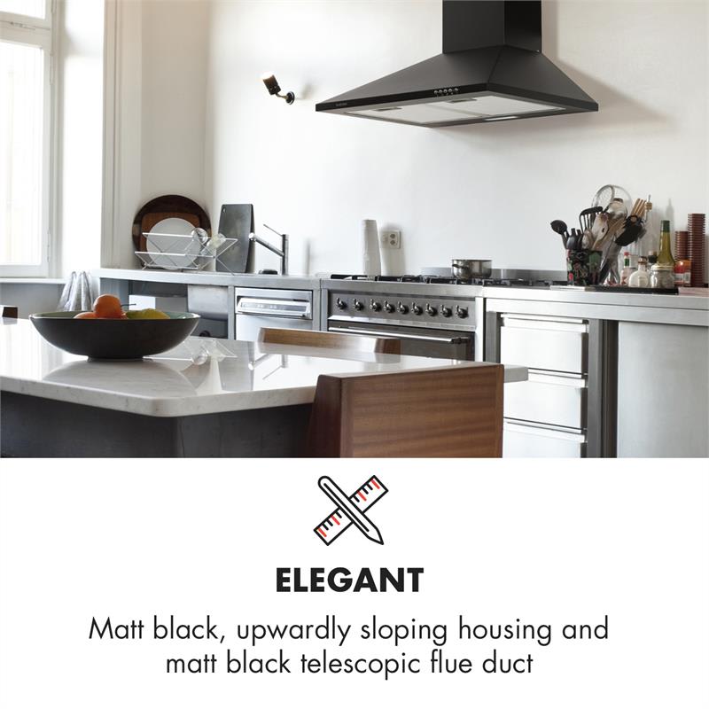 Klarstein Zugspitze 60, digestor, 60 cm, nástenný, 310 m³/h, LED, čierny – Obrázok 4