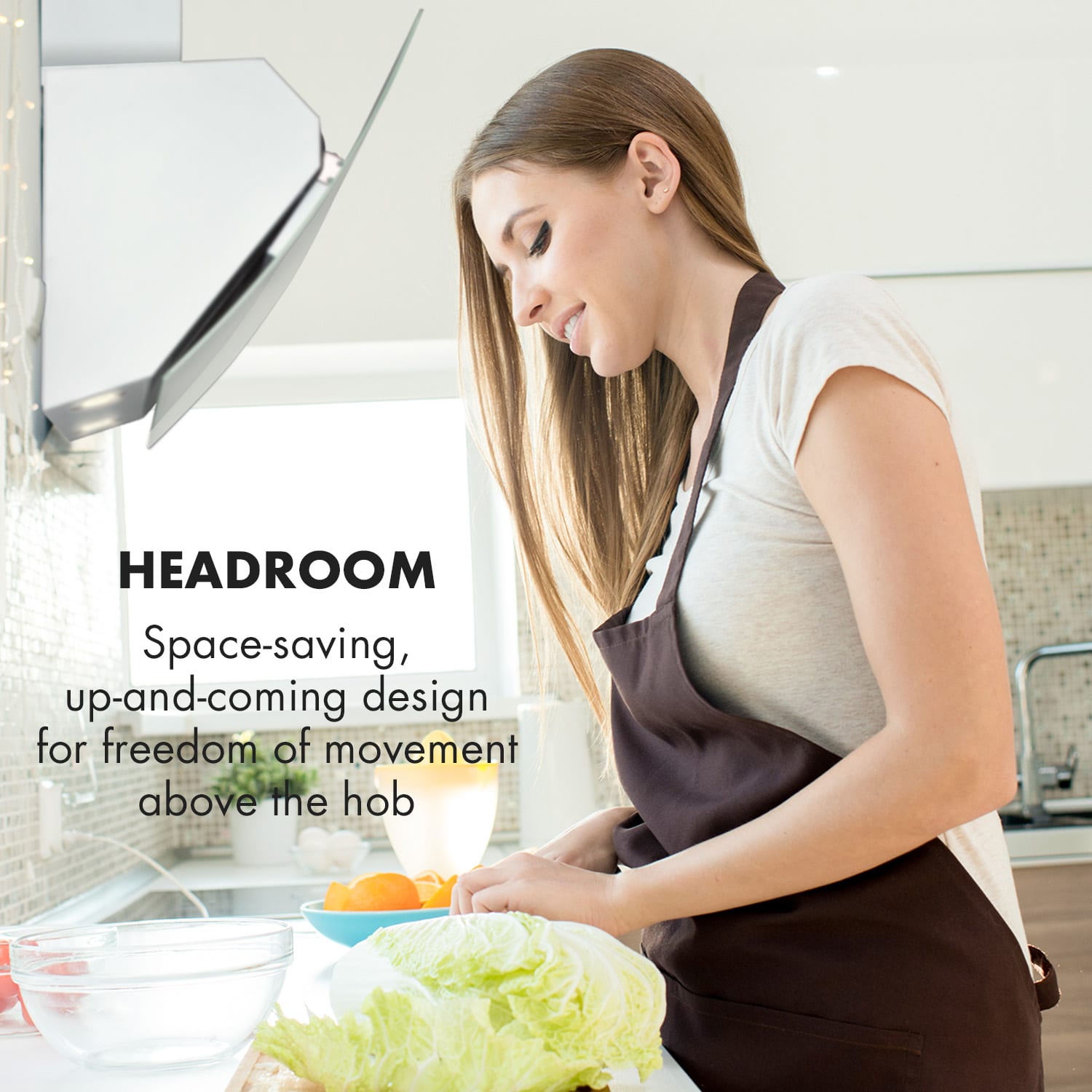 Klarstein Annabelle 60, digestor, 60 cm, nástenný, 595 m³/h, dotykový panel, sklo, biely – Obrázok 4