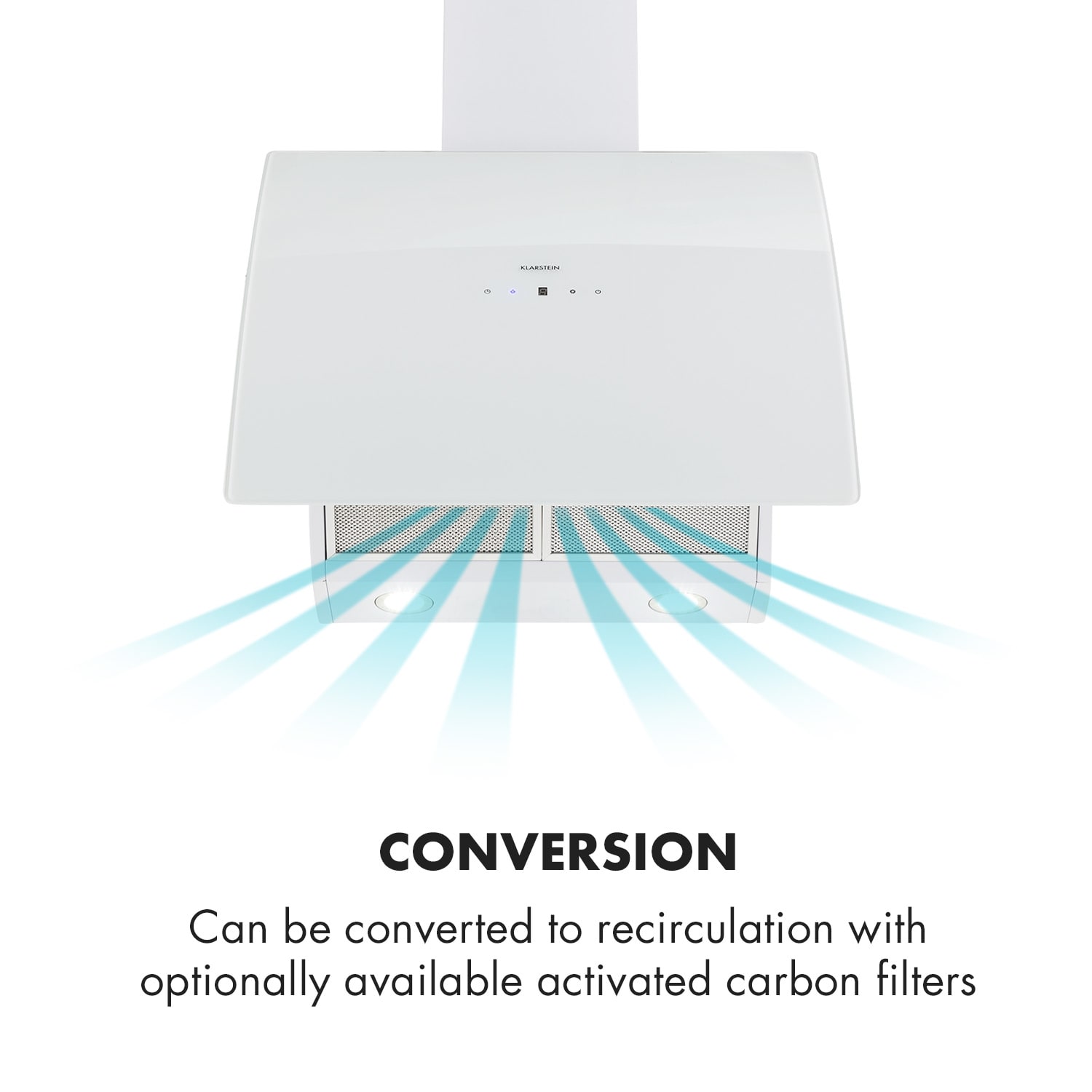 Klarstein Annabelle 60, digestor, 60 cm, nástenný, 595 m³/h, dotykový panel, sklo, biely – Obrázok 5