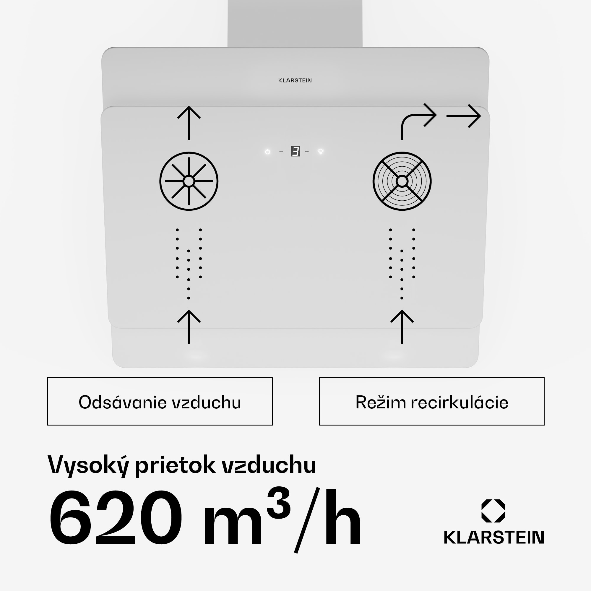 Klarstein Aurica 60, digestor, 60 cm, nástenný, 610 m³/h, LED, dotykové ovládanie, sklo, biely – Obrázok 3