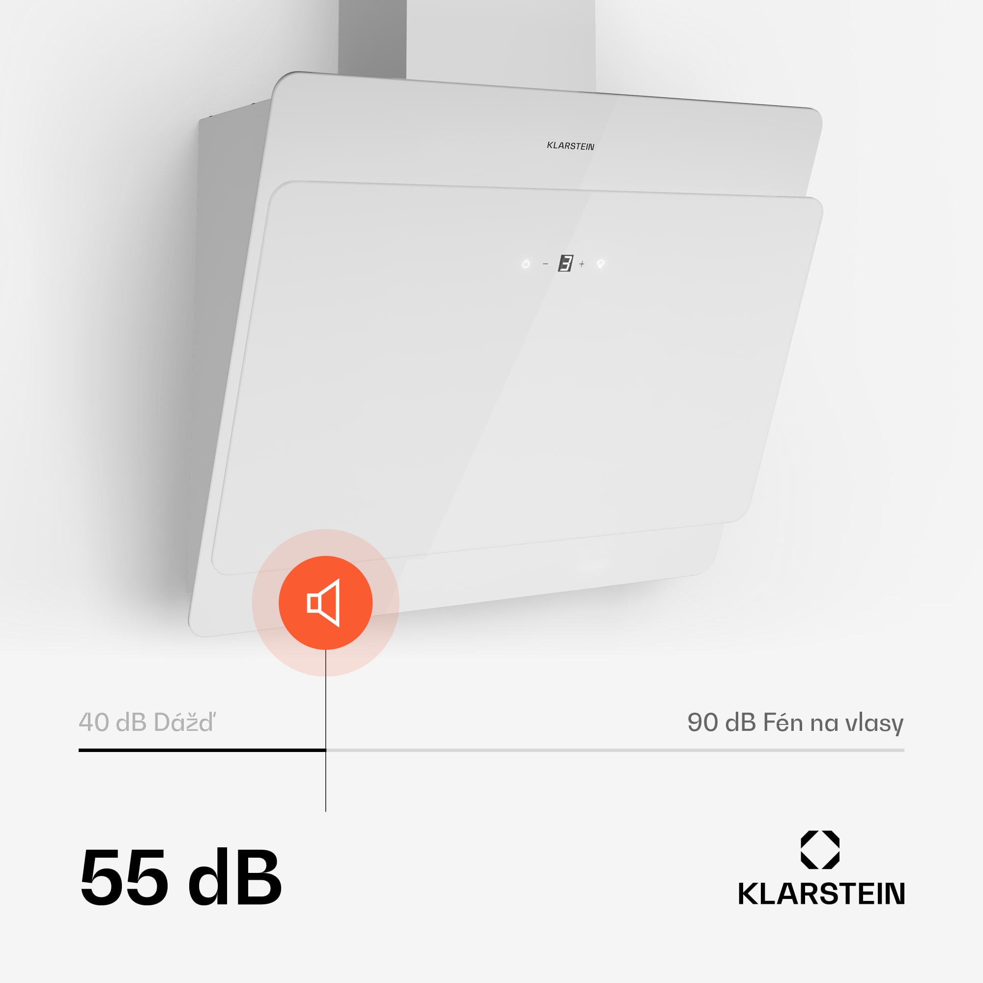 Klarstein Aurica 60, digestor, 60 cm, nástenný, 610 m³/h, LED, dotykové ovládanie, sklo, biely – Obrázok 4