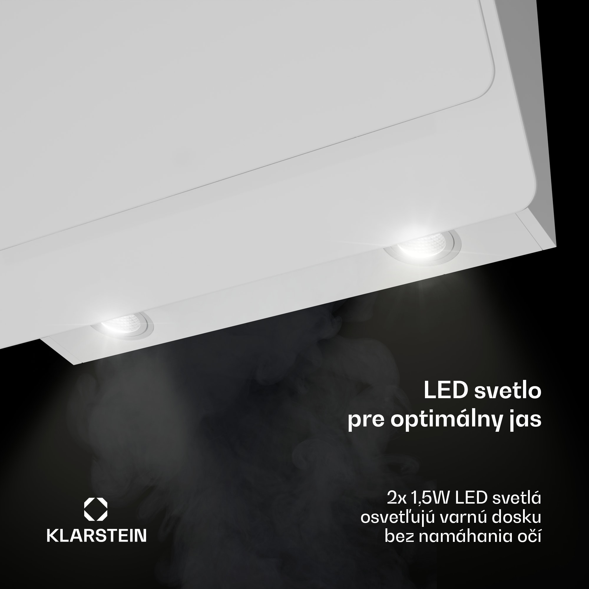 Klarstein Aurica 60, digestor, 60 cm, nástenný, 610 m³/h, LED, dotykové ovládanie, sklo, biely – Obrázok 5