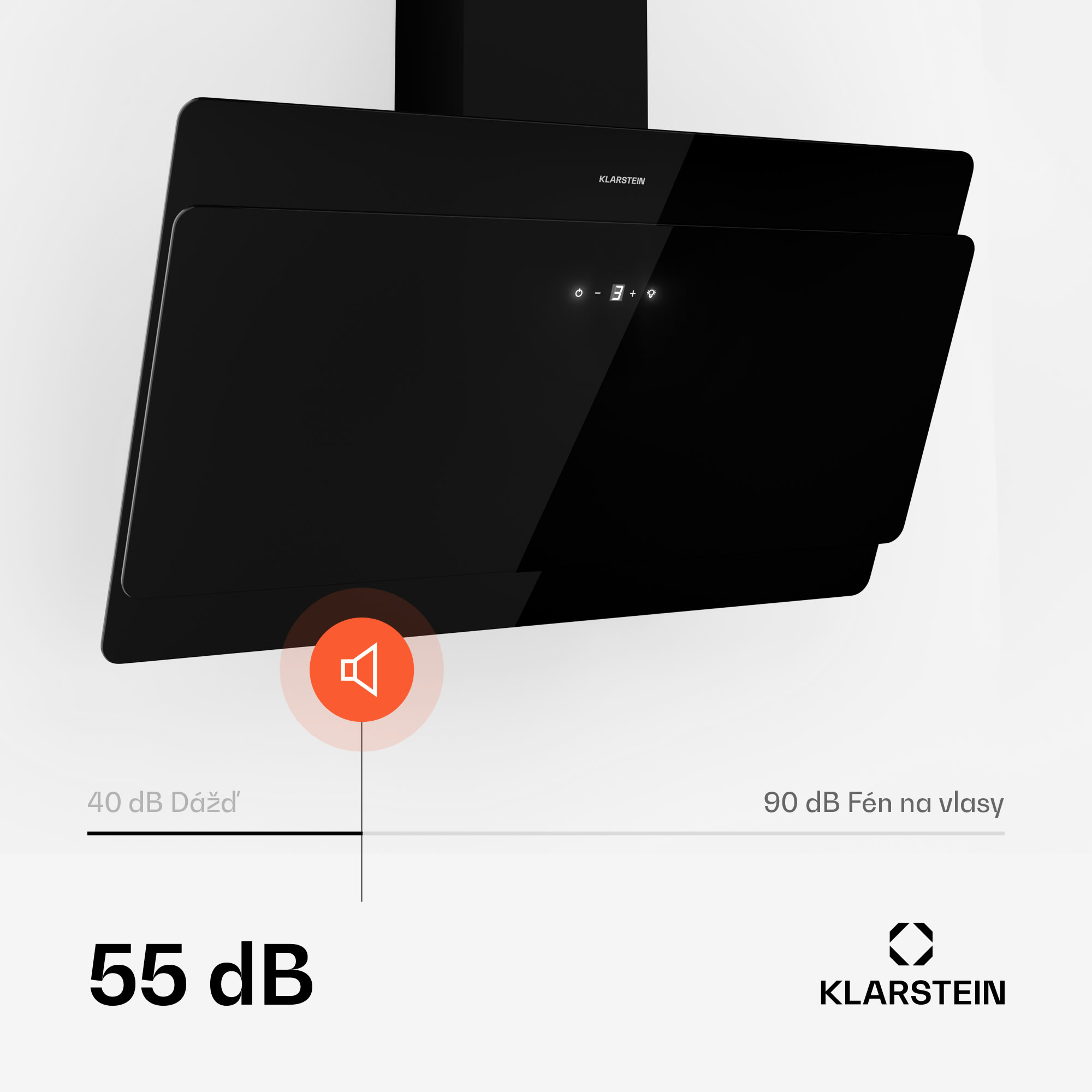 Klarstein Aurica 60, digestor, 60 cm, nástenný, 620 m³/h, LED, dotykové ovládanie, sklo, čierny – Obrázok 4