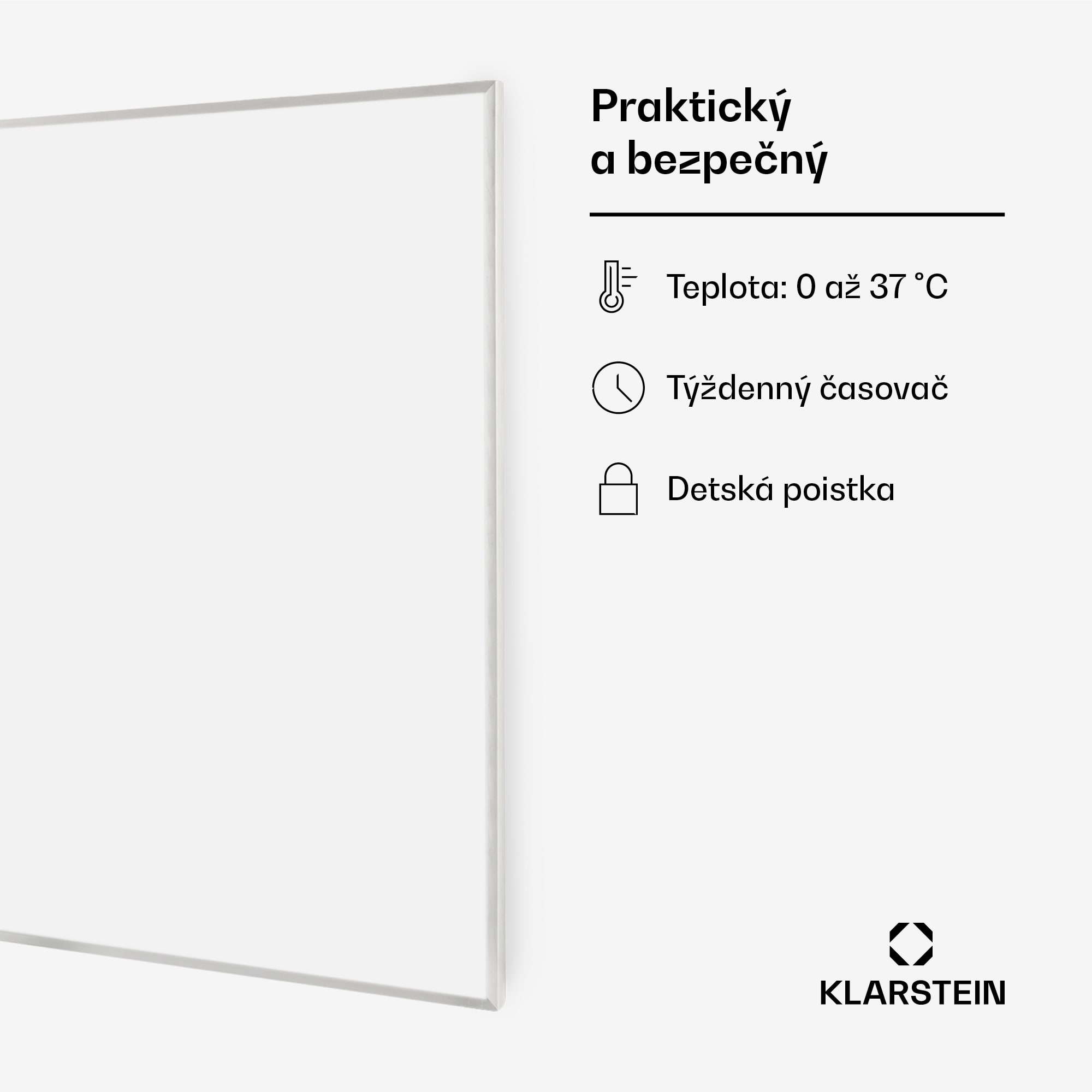 Klarstein Wonderwall 600 Smart, infračervený ohrievač, 60 x 100 cm, 600 W, týždenný časovač, IP24, biely – Obrázok 5