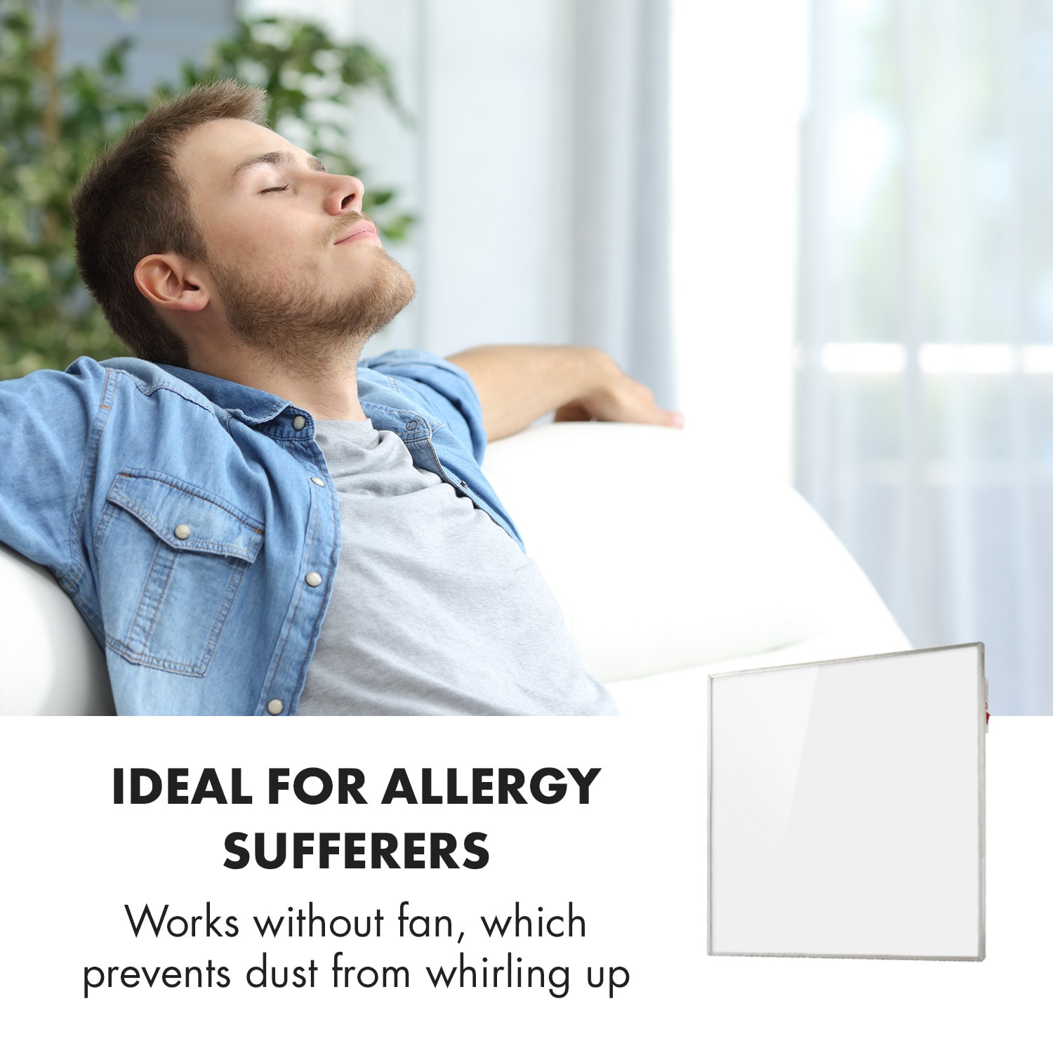 Klarstein Wonderwall 36, infračervený ohrievač, 60 x 60 cm, 360 W, týždenný časovač, IP24 – Obrázok 5