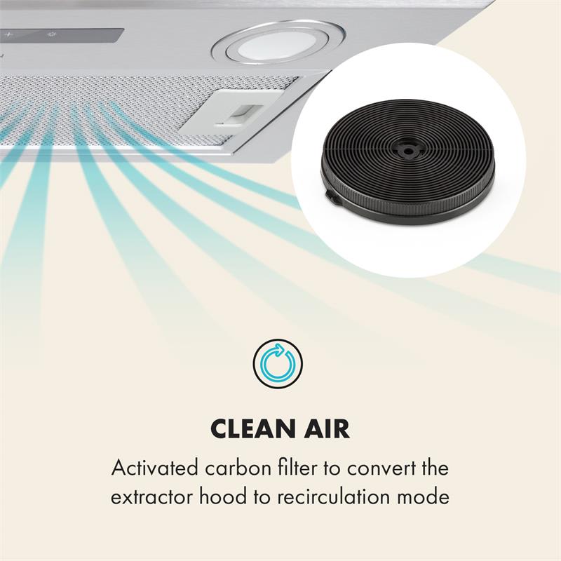 Klarstein Filter s aktívnym uhlím pre odsávače pár, 2 filtre, režim recirkulácie, Ø18,5 cm – Obrázok 2