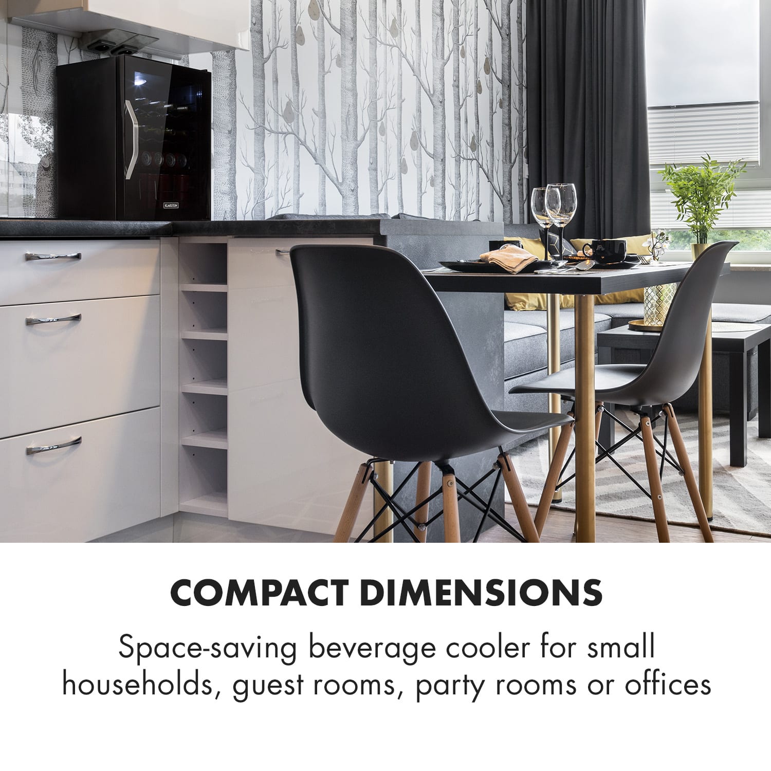 Klarstein Beersafe XL Onyx, chladnička, energet. trieda D, LED, kovové police, sklenené dvere – Obrázok 2