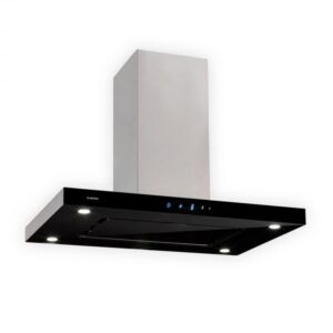 Klarstein Valeria, digestor, 90 cm, ostrovčekový, 650 m³/h, dotykový panel, LED, sklo, nehrdzavejúca oceľ, čierny